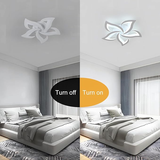 5-Petal Flower LED Ceiling Light Fixture, 23.6 inch 6500K Cool White Modern LED Flush Mount Ceiling Lights, White Acrylic Ceiling Lamp for Living Room Bedroom Dinning Room Kitchen