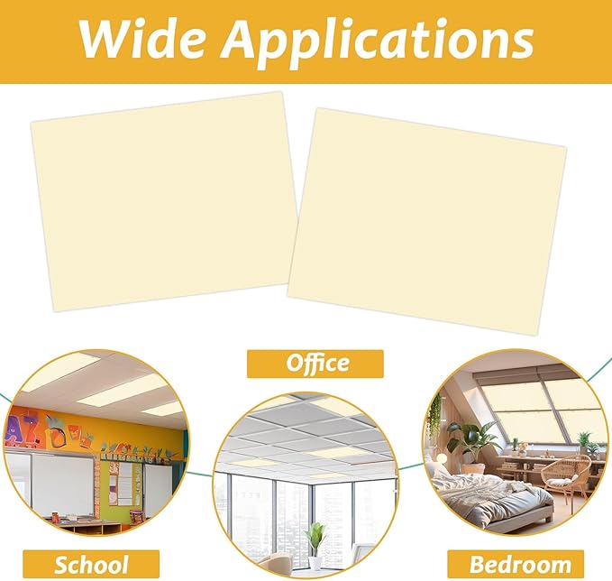 Wiooffen 6 Pcs Fluorescent Light Covers with 60 Magnets Decorative for Classroom Ceiling Light 4x2 Feet Magnetic Filter Easy Install for Office Hospitals & Home Drop Ceiling Supplies(Yellow)