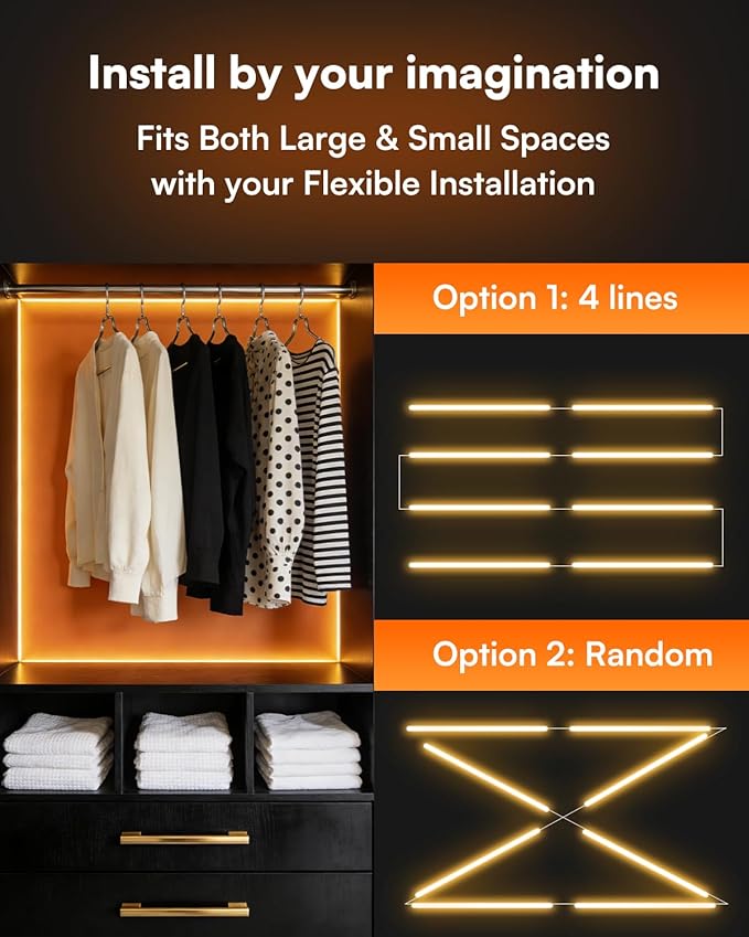 TJOY Smart Led Strip Lights with Motion Sensor, 10-Piece Kit with App&Remote Under Cabinet Lighting, Dimmable White Light (Warm to Cool), Dusk to Dawn Night Light 16.4ft for Kitchen, Shelf, Closet