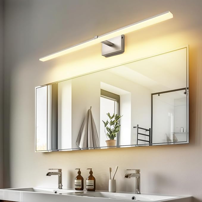 ZUZITO 40 Inch Bathroom Vanity Lights Over Mirror Brushed Nickel Arm Over Cabinet Wide LED Bar 5CCT 2900K 6000K High Lumen IP44