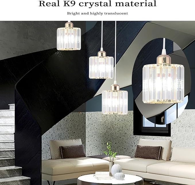 High Ceilings Long Chandeliers Modern Crystal Pendant Light Raindrop Drop Lamp Hanging Chandeliers Flush Mount Lighting Fixtures for Staircase Foyer Entryway Gold 9 Lights