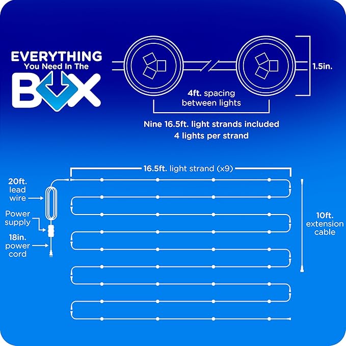 Enbrighten Vibe Eternity Accent Permanent Outdoor Lights for House, 150ft, 36 RGBWIC LEDs, Wide Spacing, 94lm, Tunable White, Everyday Eave Lighting, Smart App, Works with Alexa, Google Home, 85716