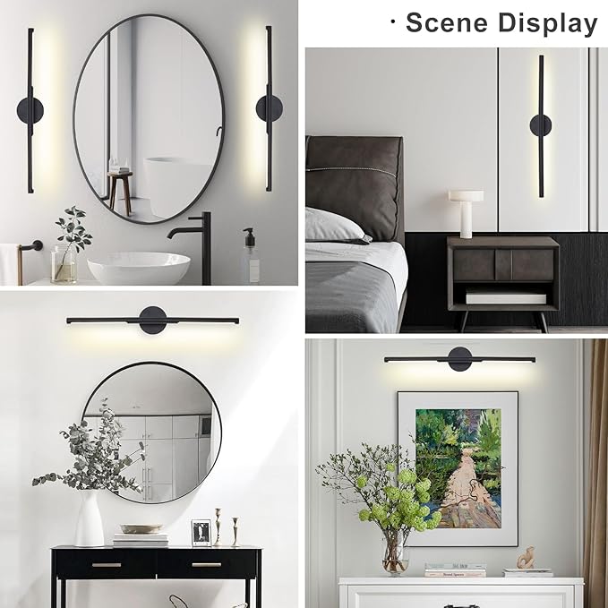 Matte Black Bathroom Light Fixtures Over Mirror 30 Inch, 20W 360° Rotatable Dimmable 4000K Led Vanity Light Bar, Modern Bathroom Vanity Lights Above Mirror