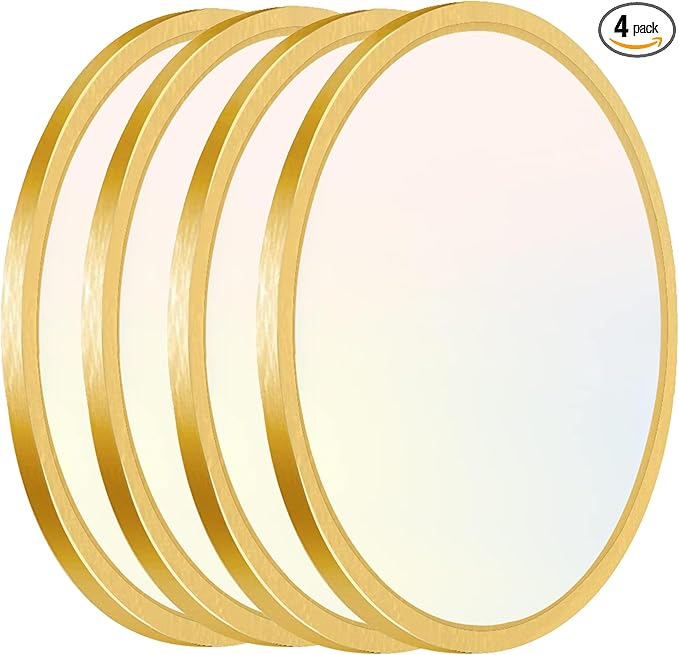 Hlite 4pack 12 inch Flush Mount LED Ceiling Light Fixture,24W 2400LM Super Slim Light Fixtures Ceiling Mount 3000K/4000K/5000K 3CCT Selectable,Light Fixtures for Kitchen,Bedroom (Gold)