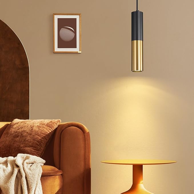 3 Pack Modern Black and Gold LED Pendant Lights, Minimalist Linear Hanging Light, 3 Color 2700K/4500K/6500K, Ceiling Mount Pendant Lamp for Kitchen Island, Dining Room, Bedroom, Bar, Cafe