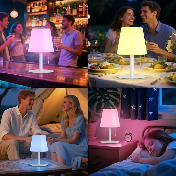 uuffoo Shower Lamp Waterproof 8 Colors, Shower Light Rechargeable Cordless Battery Operated, LED Outdoor Table Lamps Dimmable Portable for Indoor Outdoor Bathroom Home Patio (White)