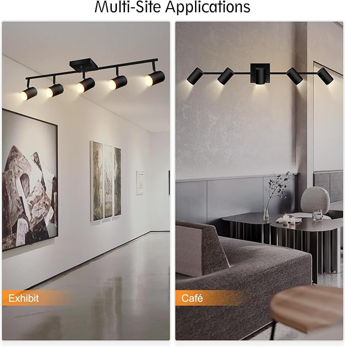 BoostArea Track Lighting Kit, Kitchen Lighting Fixtures Ceiling, 5 Light Track Lights, Rotatable Light Heads, Modern Track Lighting Fixtures Ceiling for Bedroom/Living Room,GU10 Bulb Not Included
