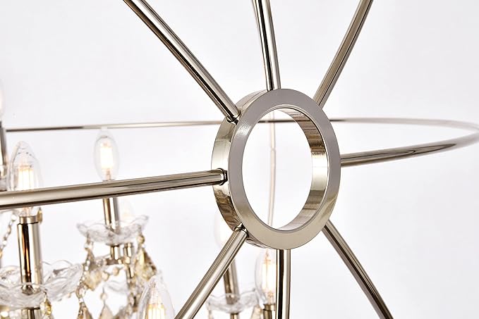 Elegant Lighting Geneva Collection 25-Light Pendant Lamp with Royal Cut Golden Teak Crystals, Dark Bronze Finish