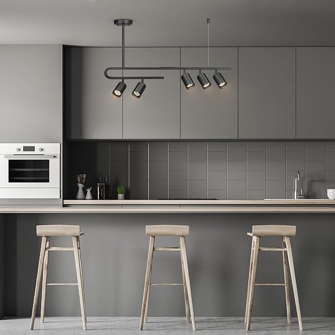 Globe Electric 64000121 32" 5-Light Track Lighting, Matte Black, Side Canopy, Lighting for Kitchen, Bathroom, Bedroom, or Dining Room, Living Room Ceiling Lights, Light Fixture, Kitchen Island Lights