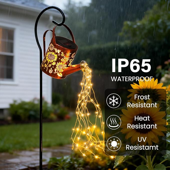 ZKLiLi Sunflowers Solar Lights Outdoor Garden Sunflower Gifts, Gardening Gifts, Solar Watering Can Lantern for Garden, Patio, Yard, Pathway Lantern Plant Decoration