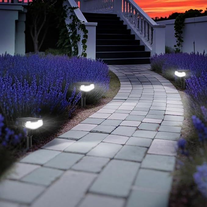 Solar Spot Lights Outdoor IP65 Waterproof, 6000K 3 Modes 1000lm Bright Stake Lights for Yard Garden House Garage Pathway (6Pack, 15Hrs Runtime)