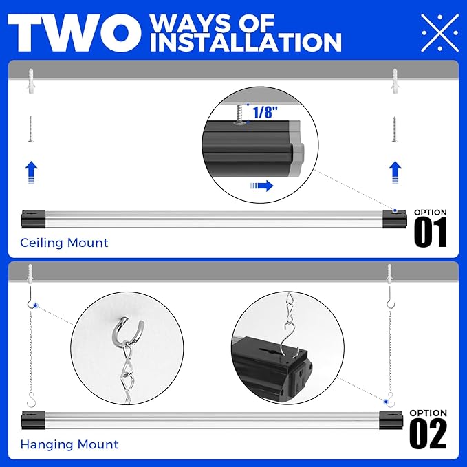 Barrina BS84 LED Shop Lights for Workshop 4FT, 84W, 10000LM, 6500K Linkable Light Fixture for Garage, Basement, Hanging or Flush Mount, 4 Packs