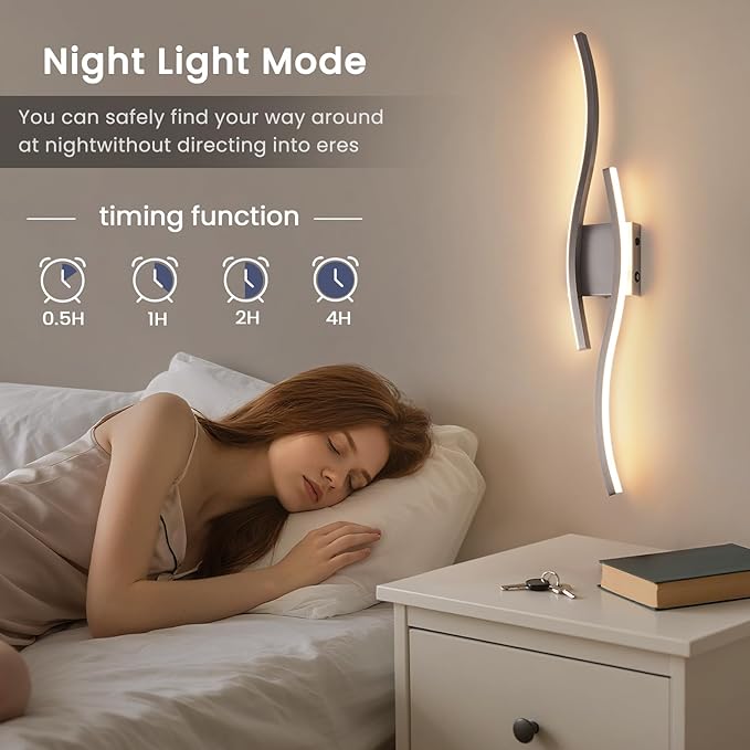 Modern LED Wall Sconce Set of Two, Dimmable Battery Powered Wall Sconces, 3000K-6500K LED Wireless Wall Light with Remote, Wall Lamp Indoor not Hardwired for Room Bedroom Corridor（Nickel）