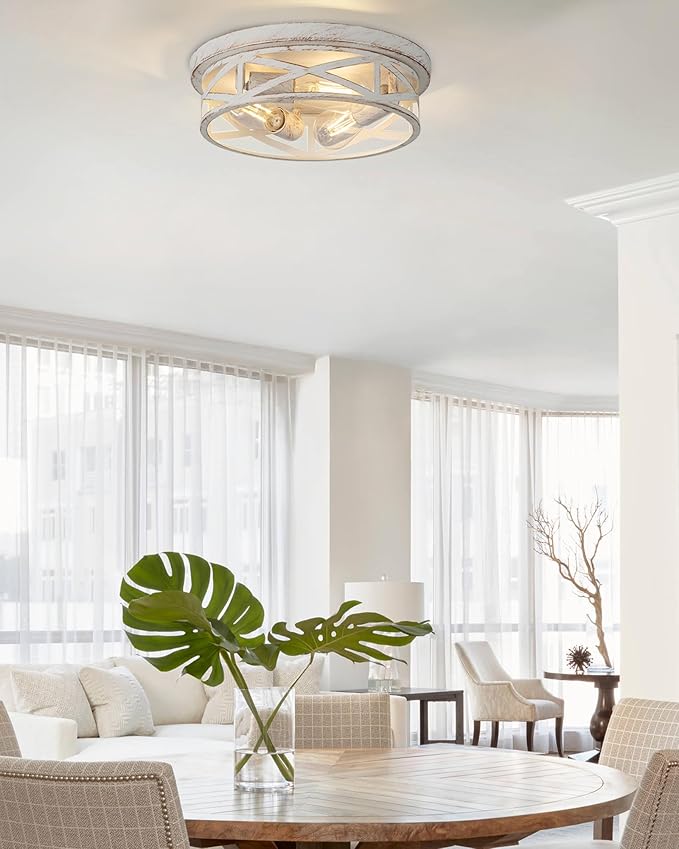 13 inch White and Gold Flush Mount Ceiling Light Fixtures,3-Light Modern Hallway Light Fixtures Ceiling, White and Gold Light Fixture Ceiling Mount for Farmhouse,Kitchen, Bedroom 1Pack