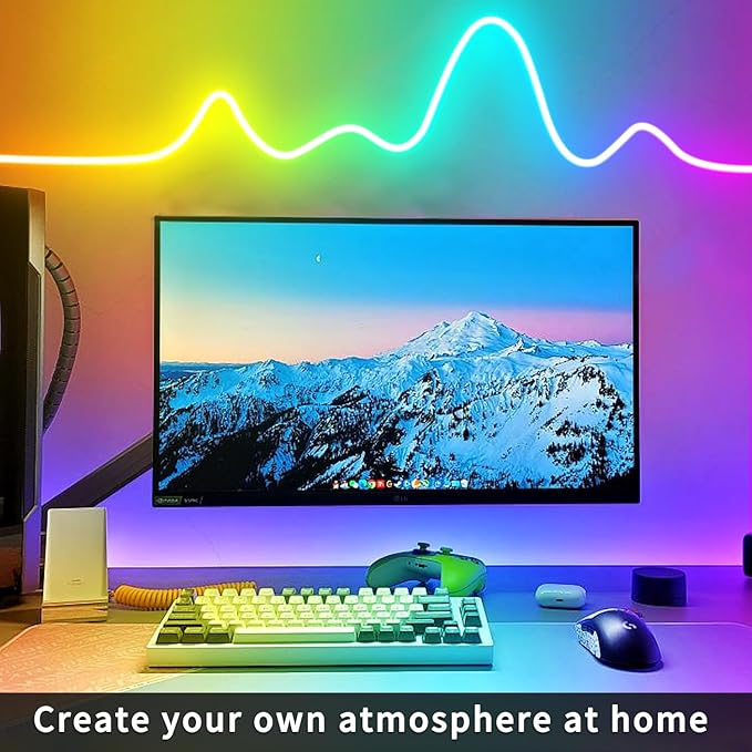 segrass 32.8FT Led Neon Rope Lights Control with App/Remote,Flexible Led Rope Lights,Multiple Modes,IP65 Outdoor RGB Neon Lights Waterproof,Music Sync Gaming Led Neon Strip Lights for Bedroom Décor