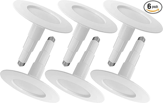Soliseed 5/6 Inch Retrofit LED Recessed Lighting,12W=60W,5000K Daylight,800LM,Height Adjustable Retrofit Downlight ETL Damp Rated,Dimmable,Bevel Trim,Recessed Lights Easy Install,6-Pack