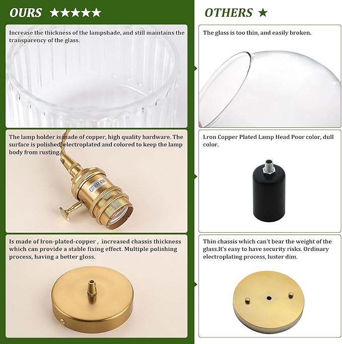 Shenmoyl Battery Operated Pendant Light 5000mAh Rechargeable Chandelier with Remote Control Wireless Adjustable Hanging Clear Striped Light for Kitchen Island Dining Room Hallway