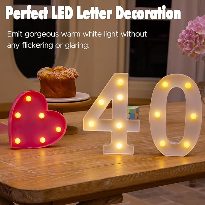LED Marquee Numbers, Small Light Up Numbers for Party, 8.58 Inch Battery Powered Lighted Number for Birthday, Night Light, Table or Home Decor (Number 4)