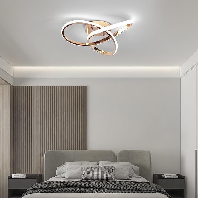 CANEOE LED Ceiling Light Fixture,3-Colors Dimmable Modern Ceiling Light with Remote Control Rose Gold Flush Mount Lighting Fixture for Bedroom Living Room Kitchen Office Ceiling Lamp,42W