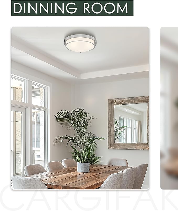16 inch Close to Ceiling Light Fixtures, Brushed Nickel Farmhouse Ceiling Light with 3 Light for Laundry Kitchen Bedroom Bathroom, CL4822-3W-BN