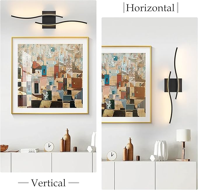 KARTOOSH 2 Pack Bathroom Vanity Lights Fixtures Over Mirror Hardwired Black Light Fixture Wall Lights 3CCT Dimmable LED Bathroom Light Fixtures 23.6 Inch Modern Wall Sconce Picture Lights for Wall