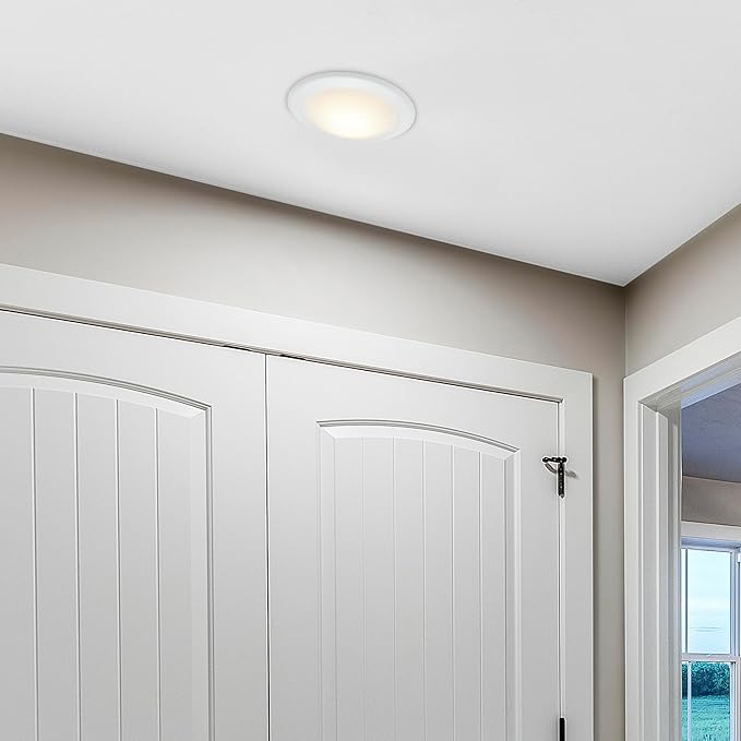 Maxxima 7.5 in. LED Flush Mount Ceiling Light Fixture, 1200 Lumens, 5 CCT 2700K/3000K/3500K/4000K/5000K, Round Disk Light, Dimmable, Recessed Can or J-Box Install