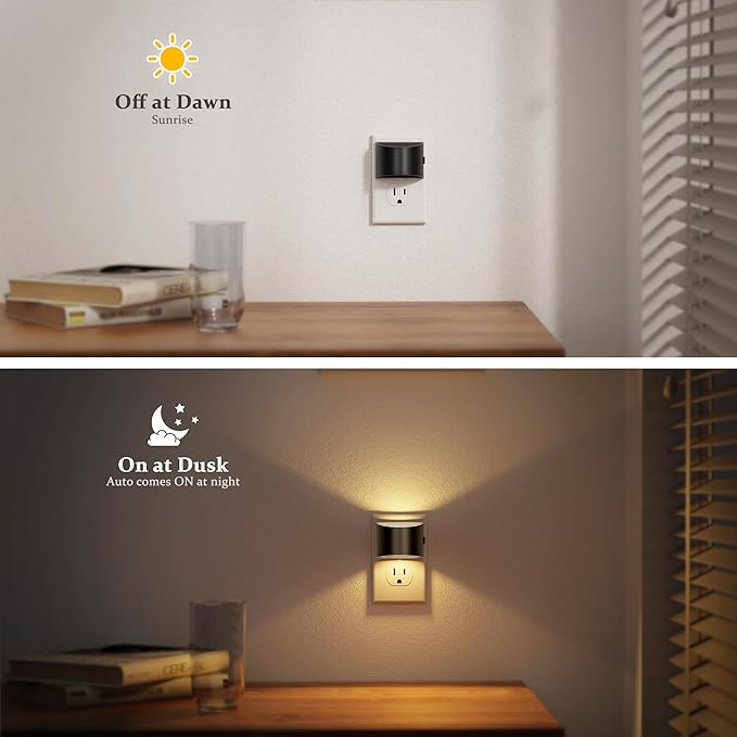 JandCase LED Night Lights Plug into Wall 2 Pack, Automatic Night Light with Dusk to Dawn Sensor, 0-100LM, 3000K/4000k/5000K Adjustable Nightlight for Kids Bedroom Hallway Kitchen
