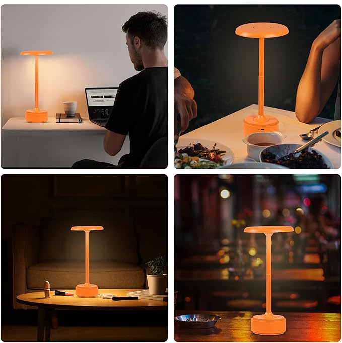 Cordless Portable LED Table Lamp, Rechargeable Battery Operated Desk Lamp with Touch Sensor Three-Level Dimmable Suitable for Home Office Bedroom Hotel Room Restaurant Outdoor