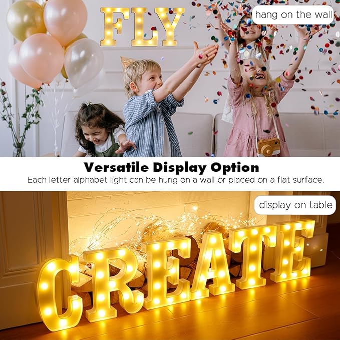 DyingSwan Small Led Marquee Letters, Light Up Letters, 8.58 Inch Led Letter Lights, Battery Powered Lighted Sign for Table, Party, Birthday, Christmas Decor (Letter F)