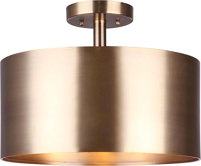 Canarm Lola 3-Light Semi-Flush Mount Ceiling Light, 15-Inch Gold Finish, Used 60W Bulbs, Easy Installation, Contemporary Lighting for Bedroom or Living Room
