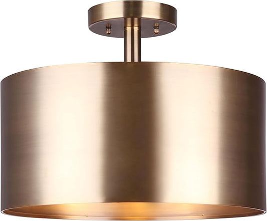 Canarm Lola 3-Light Semi-Flush Mount Ceiling Light, 15-Inch Gold Finish, Used 60W Bulbs, Easy Installation, Contemporary Lighting for Bedroom or Living Room