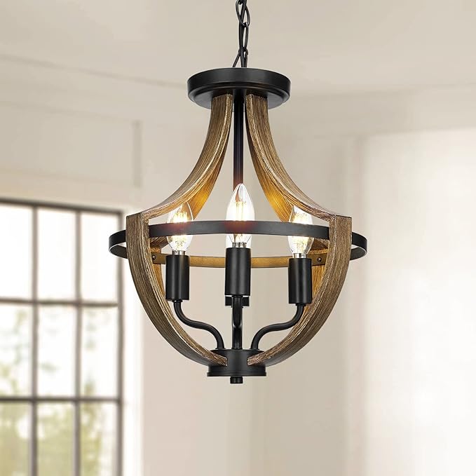13.1" Modern Farmhouse Hanging Pendant Lighting, 4-Light Rustic Interior Flush Mount Ceiling Light Fixture, Vintage Chandelier for Hallway Foyer Dining Room Entryway Kitchen Island Bedroom