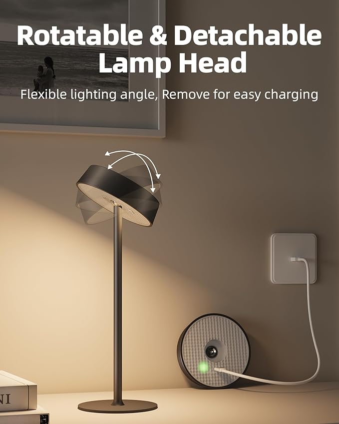 Cordless Lamp, Rechargeable Table Lamp, Battery Operated, RGB Dimmable Touch Control, 3 Color Temperatures, LED Memory Function, Portable Outdoor Waterproof Desk Lamp, Restaurant Dining Patio Kitchen