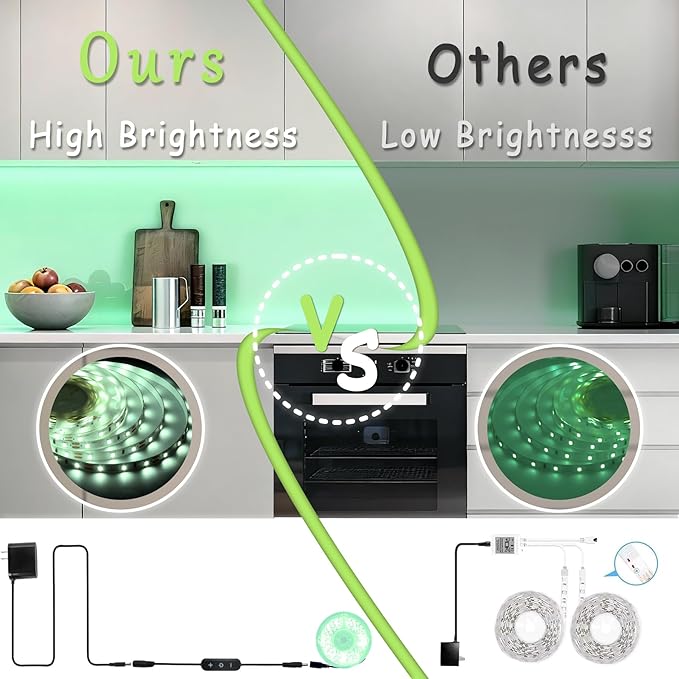 Green 10 Foot Led Lights Strip ST. Patrick's Day Decorations Indoor Rope Lights Easy DIY Cuttable Strip Lights for Room Bathroom Living Room Kitchen Ceiling Wall Vanity Mirror Decor
