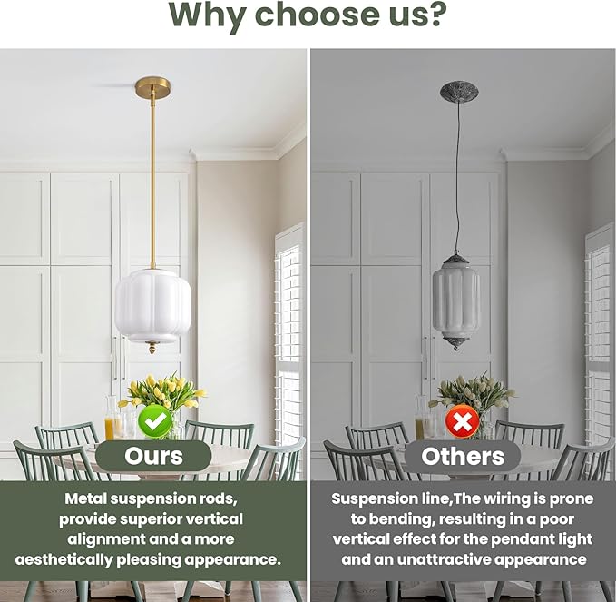 Vintage Milk Glass Pendant Lights 9.8 Inch Mid Century Modern Hanging Ceiling Light, Adjustable Height Kitchen Island Hanging Lights for Dining Room, Kitchen, Hallway and Bedroom, E26 Base