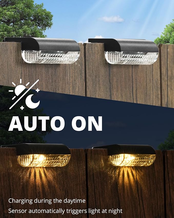 Herzila Solar Step Lights Outdoor, 12-Pack Solar Deck Lights for Stairs, Solar Fence Lights 3000K Warm White, Auto Dusk-to-Dawn, Weather Resistant Step Lights for Deck Railing Patio