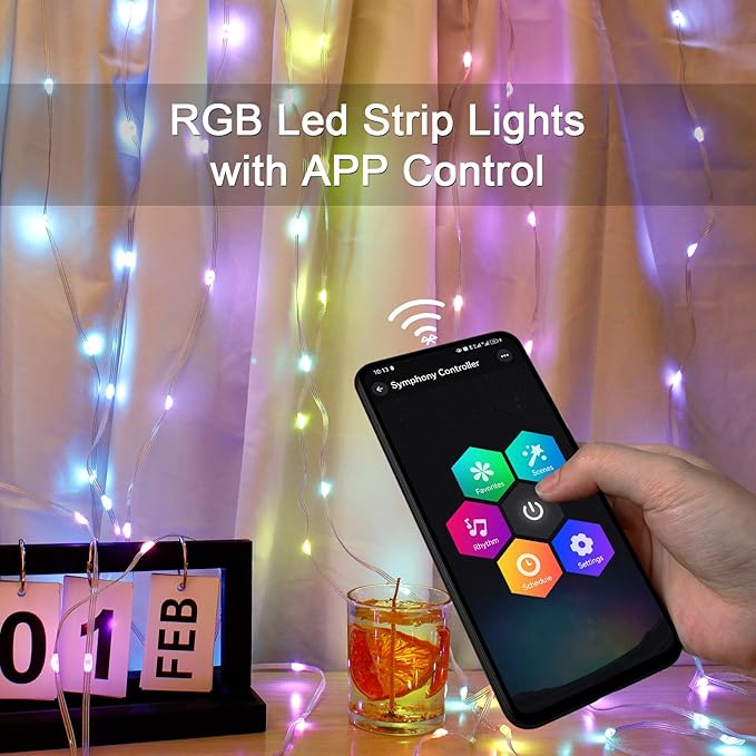 VIPMOON Fairy Lights Color Changing 2Pack, 33 ft 100 LED Twinkle String Lights with Remote & APP Control, USB Powered & IP65 Waterproof, Christmas Tree Lights Decoration for Bedroom Holiday Party