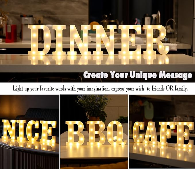 DyingSwan Small Led Marquee Letters, Light Up Letters, 8.58 Inch Led Letter Lights, Battery Powered Lighted Sign for Table, Party, Birthday, Christmas Decor (Letter F)