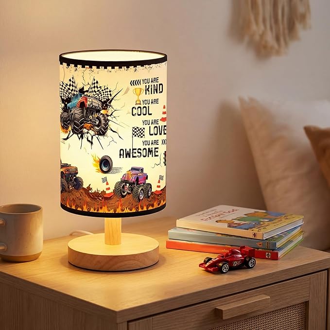 Glooglitter Monster Truck Table Lamp 3 Colors Dimmable Lights 9.72 x 5.12 Inch Monster Truck Bedroom Lamps Kind Cool Loved Bedside Night Light for Desk Birthday Gifts