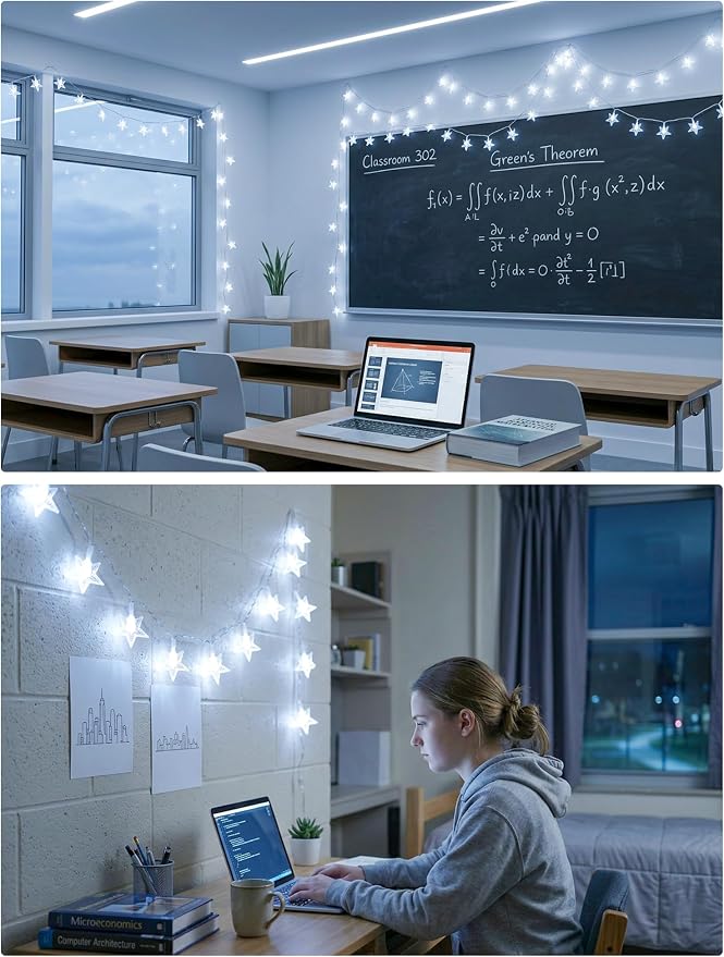Star String Lights Plug in,39ft 100LED Fairy Lights with Remote, Hanging Star Decorations Lights Waterproof for Indoor Outdoor Bedroom Classroom Dorm Kids Tent Party Decor,White