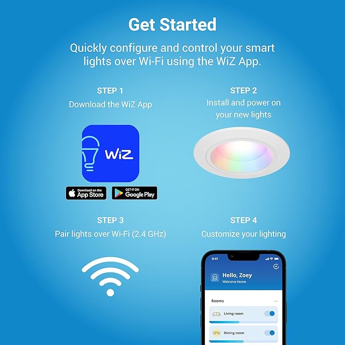 HALO 5/6" Smart Wi-Fi Recessed LED Light Powered by WiZ Pro, Dimmable Full Color w/ SpaceSense® Motion, Smart Home Ready - RL56069WZRGBWWHR