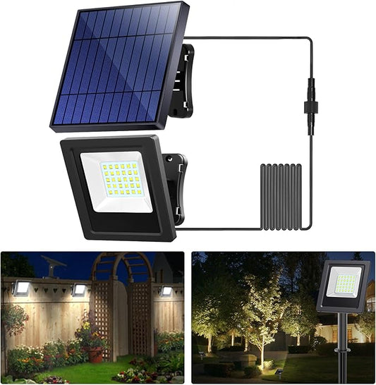 Lightonight Solar Lights Outdoor 1 Pack with Stake, 6500K Cool White | Waterproof Flood Light outdoor, Dusk to Dawn Security Lighting for Porch Patio Yard Garage