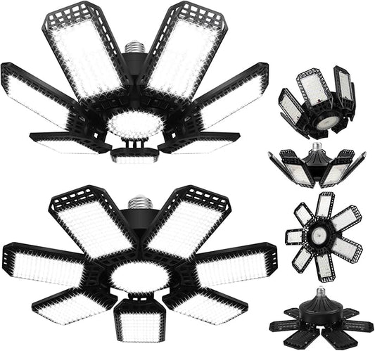 AUDLES 1 Pack LED Garage Light, 240W 24000LM 6500K LED Shop Lights, Garage Lights Ceiling Led with 7+1 Deformable Panels, E26/E27 Bulb Socket Lighting for Shop, High Bay, Attic, Basement, Warehouse