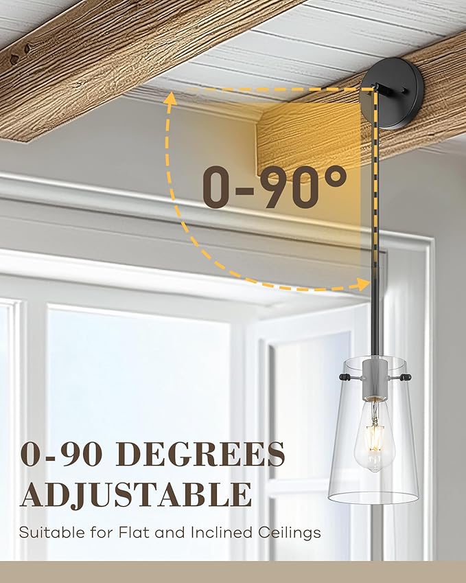 Beionxii Matte Black Pendant Light Fixtures, Pendant Lights Kitchen Island with Clear Glass, Modern Kitchen Pendant Lighting Over Island for Sink, Dining Room, Entryway, BX-PL03MB-CG
