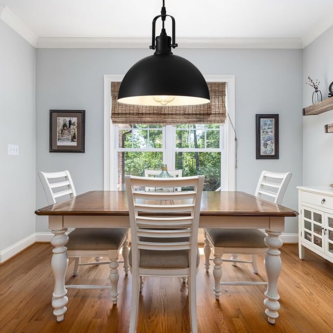 Farmhouse Pendant Lights Kitchen Island 3 Pack, Matte Black Modern Hanging Light Fixtures, Industrial Ceiling Pendant Lighting Over Sink Dining Room