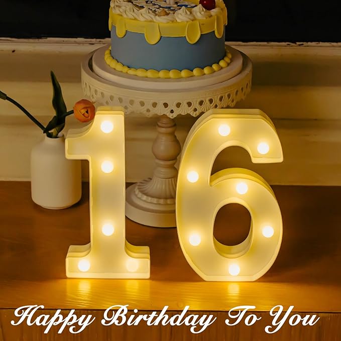 LED Marquee Numbers, Small Light Up Numbers for Party, 8.58 Inch Battery Powered Lighted Number for Birthday, Night Light, Table or Home Decor (Number 6)
