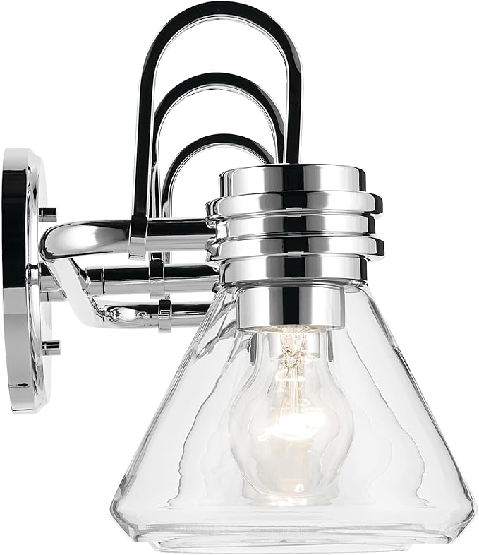 Kichler Farum 26" 3-Light Bathroom Vanity Light Fixture with Clear Glass in Chrome, Modern Wall Mount Over Mirror for Single or Double Vanity (26" W x 9.5" H), 55155CHCLR