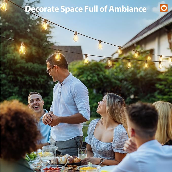 addlon 102FT(96FT+6) Solar String Lights Outdoor Waterproof with USB Port & Remote Control Solar Patio Lights for Outside Solar Powered with 34 LED Dimmable Bulbs for Porch Garden Deck Halloween