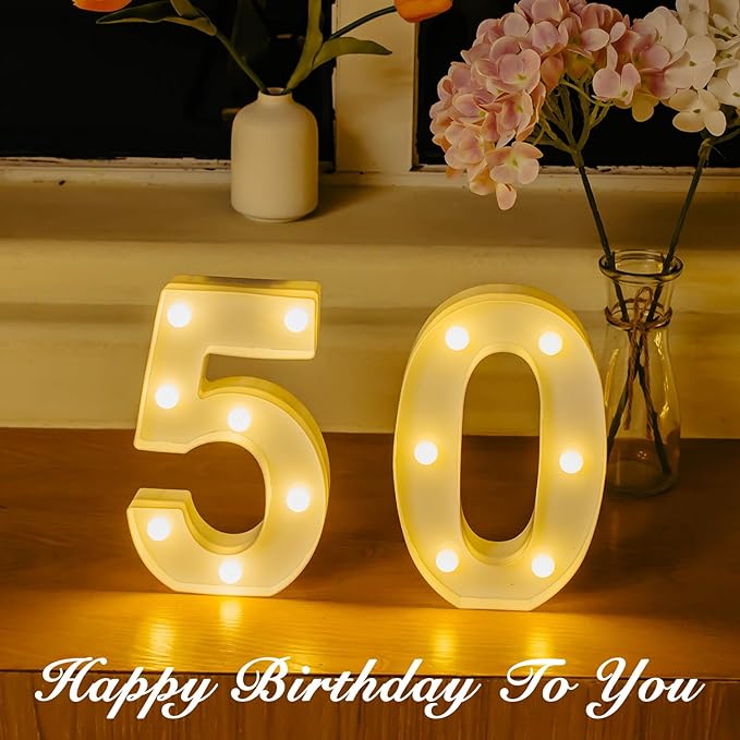LED Marquee Numbers, Small Light Up Numbers for Party, 8.58 Inch Battery Powered Lighted Number for Birthday, Night Light, Table or Home Decor (Number 5)