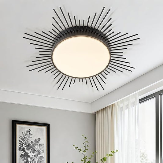 D23.6 in. LED Ceiling Light, Flower Ceiling Light Dimmable Ceiling Lights Flush Mount Flower Light Fixture Black Firework Hallway Light Fixtures for Kids Room Bedroom 5CCT 2700K-5000K